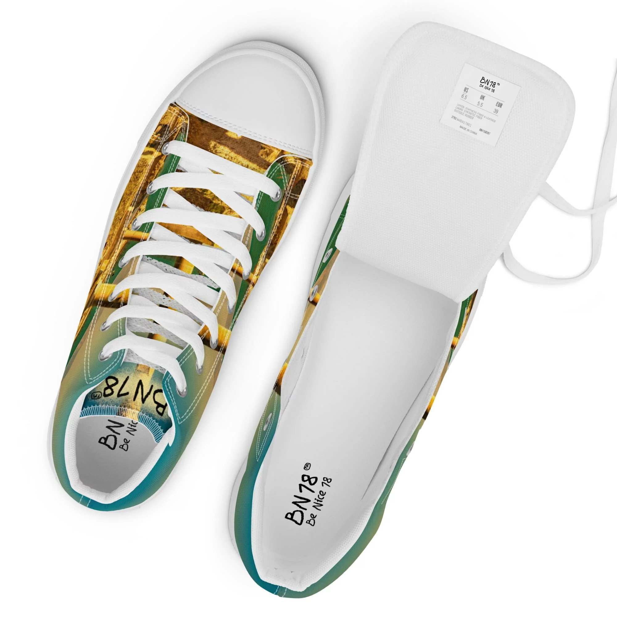 Zapatillas Caña Alta Unisex Color Tierra y Turquesa Cartagineses by BN18